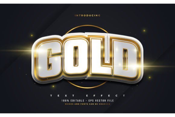 3D Bold White & Gold Text Effect