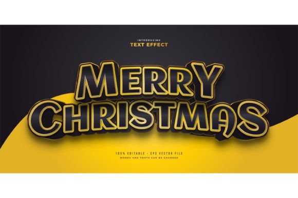 Christmas Text in Black and Yellow Style