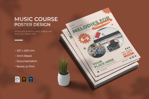 Evaluating the Kids Music Course Poster Template for Educational Marketing