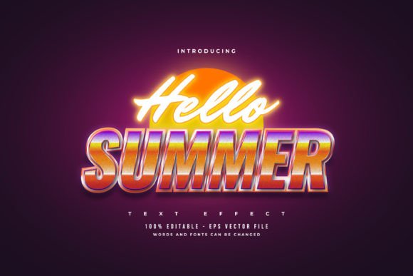 Hello Summer: Retro Neon Text Effect