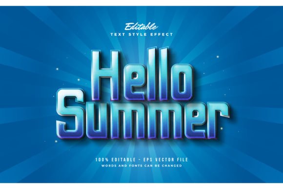 Hello Summer Text in Blue Gradient Style: A Versatile Design Asset for Modern Creatives