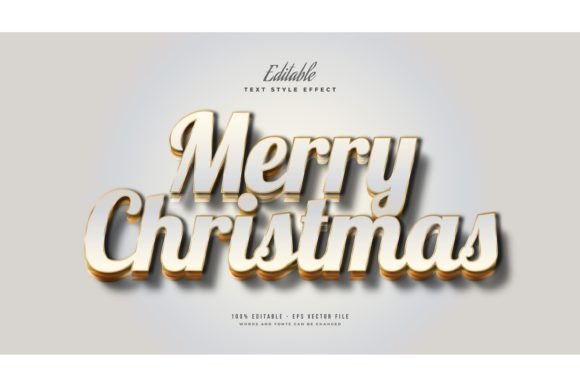 Merry Christmas Text in White and Gold