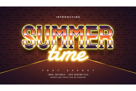 Summer Time Text with Retro Neon Effect
